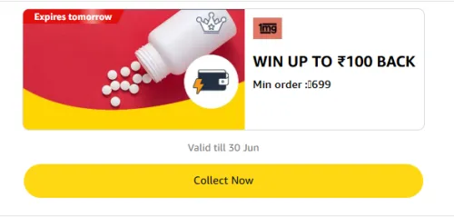 Image of Amazon Offer: ₹20–₹100 Cashback on 1mg Orders