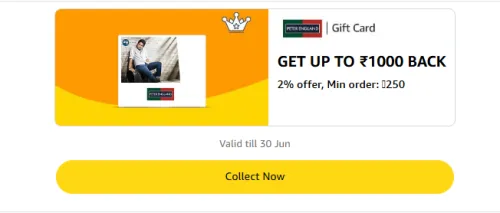 Image of Amazon Offer: 2% Cashback on Peter England Brand Gift Card