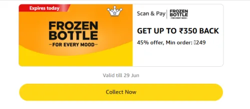 Image of Amazon Offer: 45% Cashback up to ₹350 on Frozen Bottle