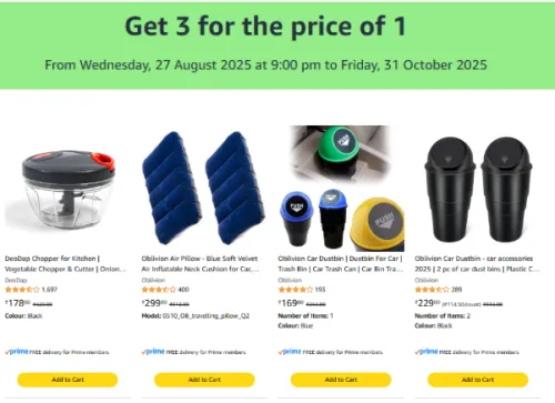 Image of Amazon Offer : Buy any 3 Products for the Price of 1