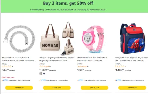 Image of Amazon Offer : Buy 2 item Get 50% Extra Discount