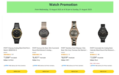 Image of Amazon Offer : Extra Save ₹1000 on MVMT Watches