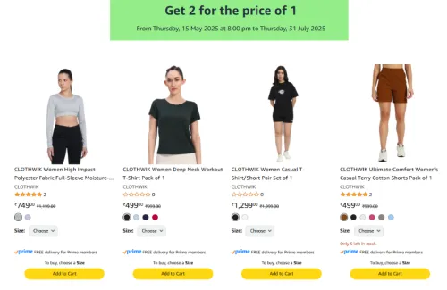 Image of Amazon Offer :- Get 2 For the Price of 1 on CLOTHWIK Women's Fashion