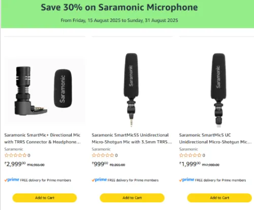 Image of Amazon offer : Save Extra 30% on Saramonic Microphone