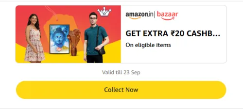 Image of Amazon Rewards : Get Extra ₹20 Cashback on Amazon Bazzar