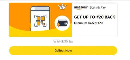 Image of Amazon Rewards : Upto ₹20 Cashback on Scan & Pay