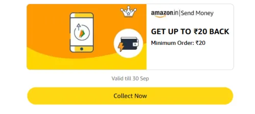 Image of Amazon Rewards : Upto ₹20 Cashback on Send Money