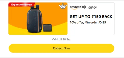 Image of Amazon Rewards : Upto ₹150 Cashback on Bags and Luggage