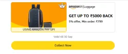 Amazon Rewards : Upto ₹5000 Cashback on Bags and Luggage