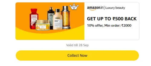 Image of Amazon Rewards : Upto ₹500 Cashback on Luxury Beauty Products