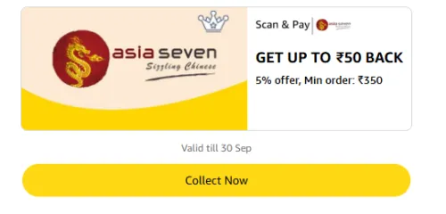 Image of Amazon Rewards : Upto ₹50 Cashback on Asia Seven Store