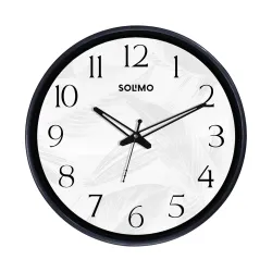 Amazon Brand - Solimo 12 Inches & Glass Wall Clock - Dual Frame Shaded Leaves (Silent Movement, White & Black Frame)_SC-