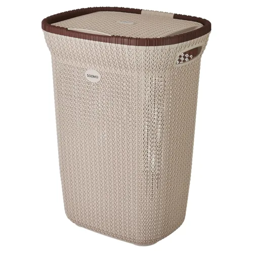Image of Amazon Solimo 55L Plastic Knit Laundry Basket (Beige)