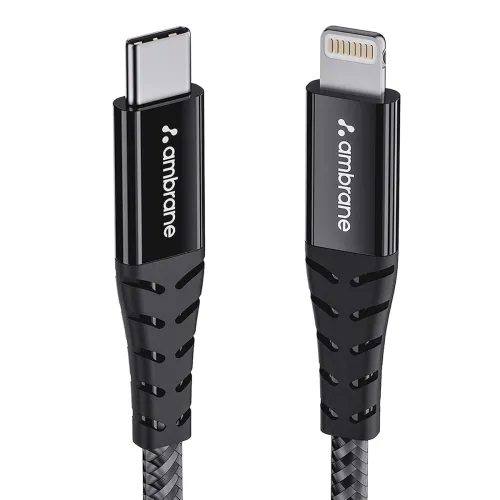 Image of Ambrane 1.25m Type-C to Lightning Fast Charging Cable (22.5W, Black)