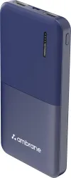 Ambrane 10000mAh Power Bank, Blue, Pocket Size