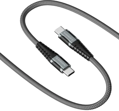 Image of Ambrane USB Type C Cable 5 A 1.5 m ABCC-102 (Compatible with Smartphones, Black, Grey, One Cable, USB Type C To USB Type