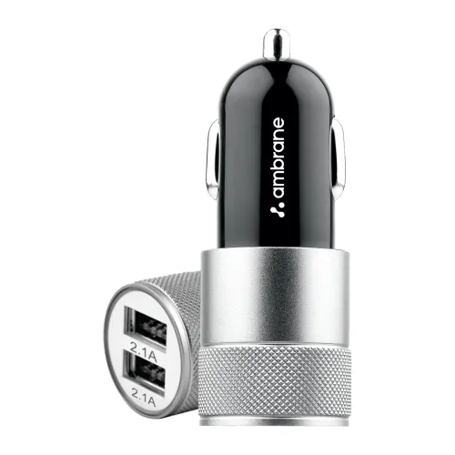 Image of Ambrane 12W Fast Car Charger, Dual USB Output, Multi-Layer Protection, Fast Charging