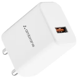 Ambrane 18W Wall Charger USB Port, Quick Charge 3.0, BoostedSpeed Mobile Charger Adapter Fast Charging, Compatible with Android Mobile, Headphones, TWS, Game Console, Power Banks(RAAP M10,Wh...