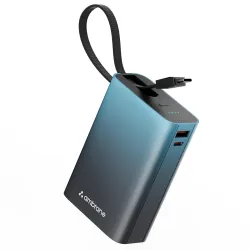 Ambrane 20000mAh Small Pocket Size Powerbank, Hanging InBuilt Type C Cable, 22.5W Fast Charging