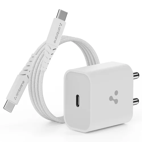 Image of Ambrane 20W Type C Mobile Charger Adapter, Fast Charging for Android, iPhone 16/15/14/13/12/11/X (Pro,/Plus/Max Series)