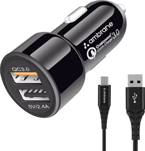 Image of Ambrane 27W Qualcomm Certified Turbo Car Charger 