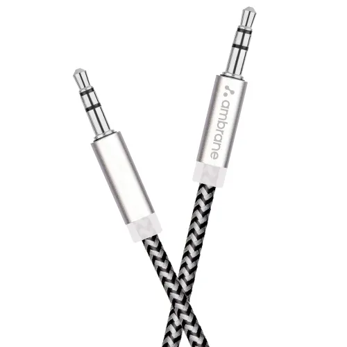 Image of A Ambrane 3.5mm Male to male Stereo AUX Cable Audio Cable, Compatible for Smartphones Tablets, Headphone, Car, Home Ster
