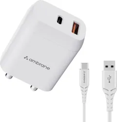 Ambrane 30W Wall Charger with Cable White