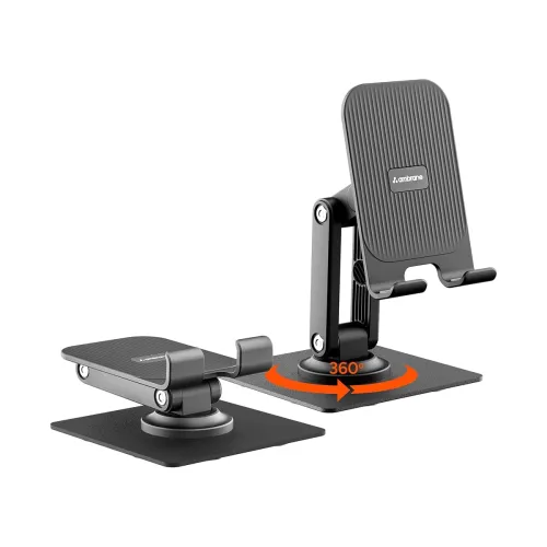 Image of Ambrane 360° Rotation Foldable Design Mobile Stand with Stable Metalic Round Base