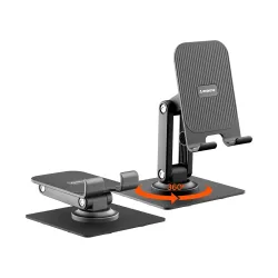 Ambrane 360° Rotation Foldable Design Mobile Stand with Stable Metalic Round Base