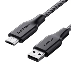 Ambrane 60W/3A Braided Micro USB Charging Cable - 1.5m (Black)