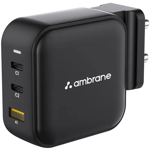 Image of Ambrane 65W Charger Adapter 3 Ports - 2 Type C