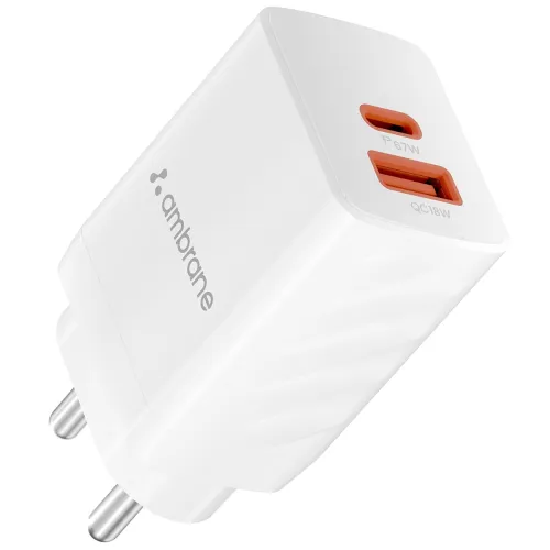 Image of Ambrane 67W Dual Port GaN Fast Charger White