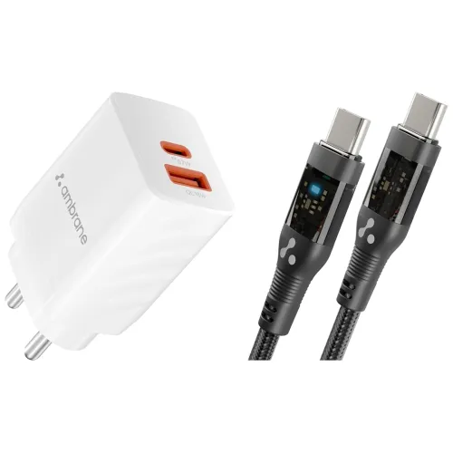 Image of Ambrane 67W Dual Port GaN Charger with Type C Cable