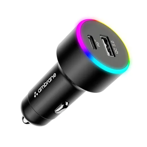 Image of Ambrane 85W Car Charger 65W Type C (Black, C85R)