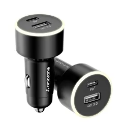 Ambrane 85W Dual Port Car Charger – Black (C85R)