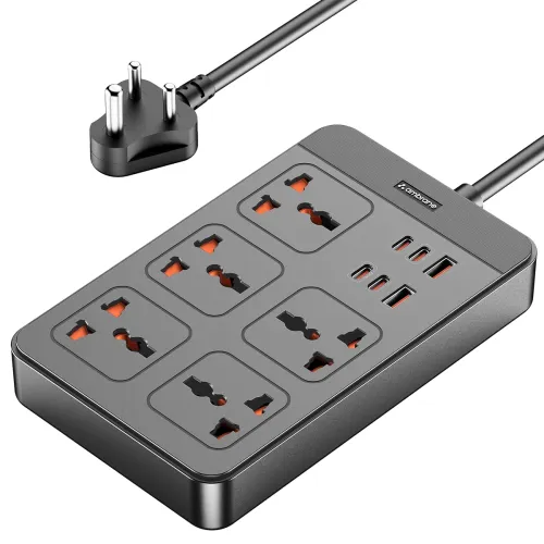 Image of Ambrane Extension Board, 4 Type C, 2 USB, 5 International Power Sockets