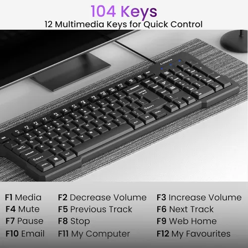 Image of Ambrane Keyflex Wired Keyboard 104 Keys USB
