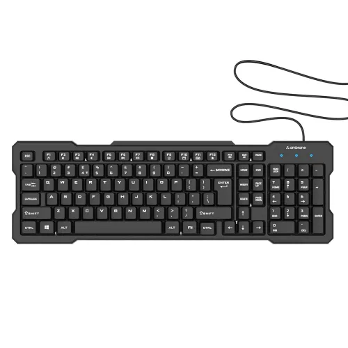 Image of Ambrane Keyflex Wired Keyboard – 104 Keys, USB, 12 Fn Shortcuts