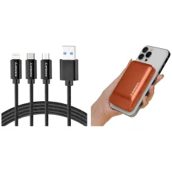 Ambrane MagSafe 10000mAh Wireless Power Bank with 3in1 Cable