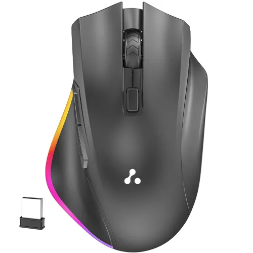 Image of Ambrane Wireless & Bluetooth Rechargeable Mouse with RGB Lights, High 2400 DPI for Gaming, 6 Buttons, Ergonomic Comfort 