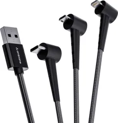Ambrane Power Sharing Cable 3 A 1.25 m TRIO-S10 (Compatible with Mobile, Black, One Cable)