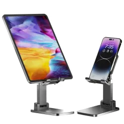 Ambrane Tablet & Mobile Holder for All Smartphones, Tabs, Kindle, iPad Mobile Holding Tabletop Stand, Height Adjustment,