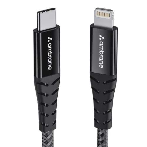 Image of Ambrane Type-C to Lightning USB Cable, 22.5W Fast Charging, 480Mbps Data Sync Cable Compatible with iPhone, iPad, Macboo
