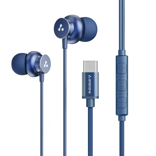 Image of Ambrane Type-C Wired in-Ear Earphones with Mic & Control Buttons | 10 mm Dynamic Drivers | Clear Calls & Boosted Bass | 
