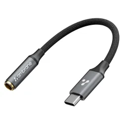 Ambrane Type C to 3.5mm Audio Jack Converter with DAC Headphone Adapter, Connector Cable for iPhone 16/15 Series, Samsun