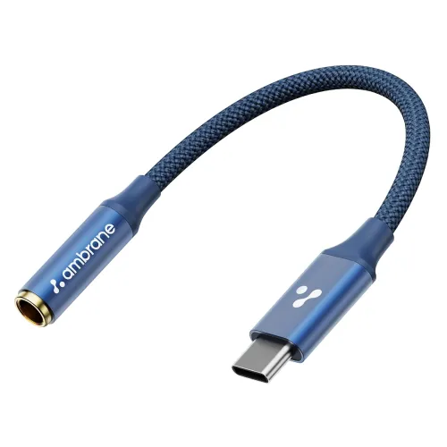 Image of Ambrane Type-C Headphone Adapter (Blue)