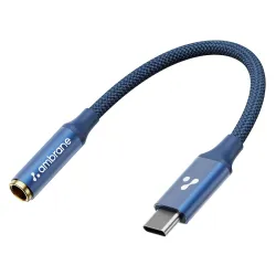 Ambrane Type-C Headphone Adapter (Blue)