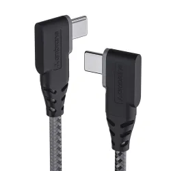 Ambrane Type C to Type C, 60W Fast Charging, L Shape for Easy Holding, PD Technology, 480Mbps Data Sync Cable for Smartp