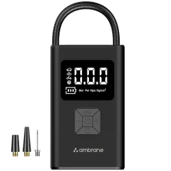 Ambrane Wired Tyre Inflator Air Pump for Cars with Digital Display & LED Light, 60W with up to 100 Psi, Portable Air Com