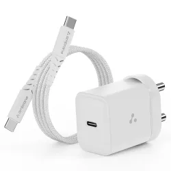 Ambrane 20W Mobile Charger with to Charging Cable | Fast Charging for Android, iPhone 15 /14 /13 /12 /11 /X & Pro Max Se